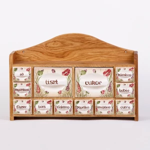 Fűszertartó - 2 nagy és 10 kisfiókos, pipacsos Fűszertartó - 2 nagy és 10 kisfiókos, pipacsos