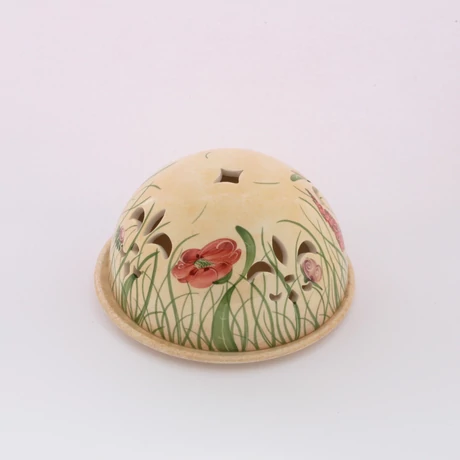 Félgömb mécsestartó liliomos, pipacsos